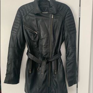 Bod & Christensen leather 3/4 length belted jacket. NWOT